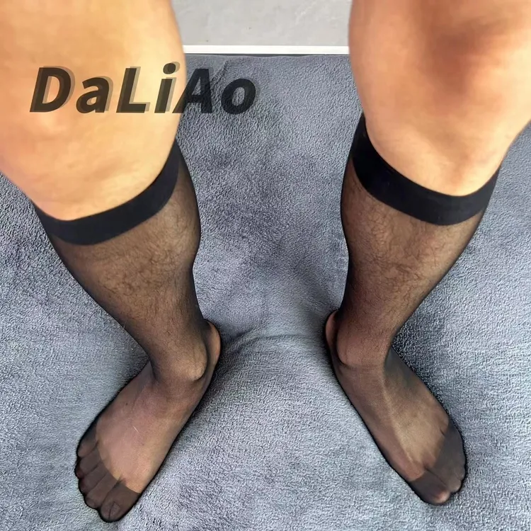 商务纯欲正装黑丝男士光版素面长筒性感简约透气日系皮鞋薄款长袜