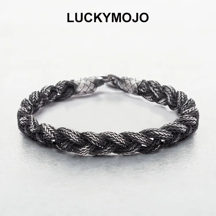 LUCKYMOJO 足银手链 土耳其手工编织高级感男士银手绳复古小众