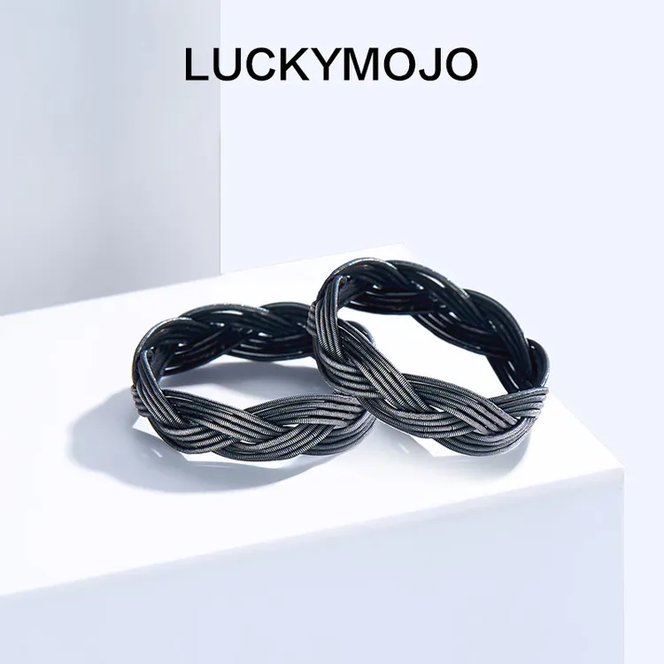 LUCKYMOJO 足银戒指 土耳其编织情侣戒指纯银轻奢小众食指戒尾戒