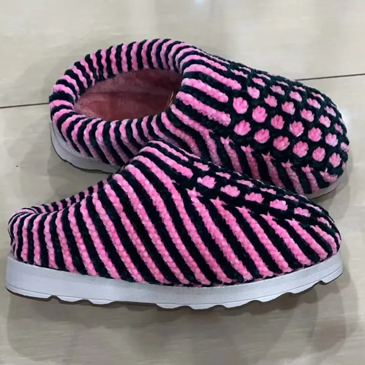 三股光泽绒拖鞋加绒保暖防滑纯手工拖鞋婚嫁情侣居家正宗手工棉鞋