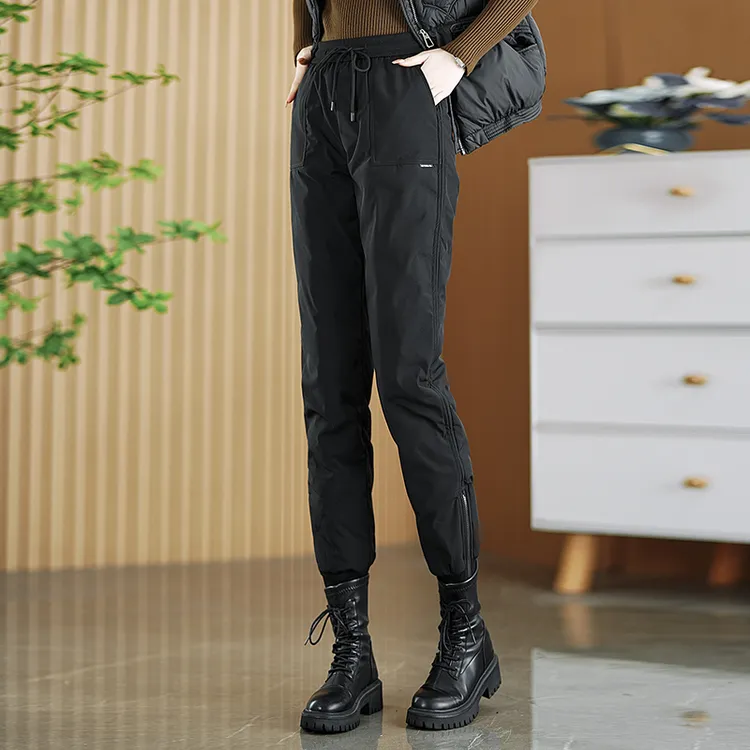 时尚休闲保暖羽绒裤2023秋冬季新款显瘦黑色白鸭绒裤子