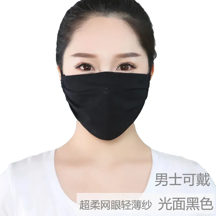 高档雪纺纱女夏季超薄加大防晒口罩透气薄款淑女超柔轻薄现货特大