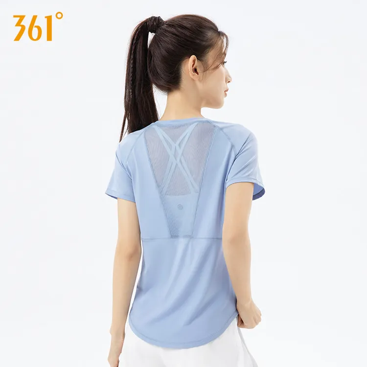 361°跑者美学网纱透气短袖瑜伽服夏季薄款健身服跑步运动宽松t恤
