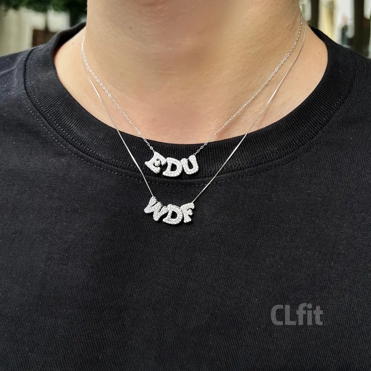 925银合成锆石银制品 CLfit925银DIY定制字母吊坠简约个性情侣