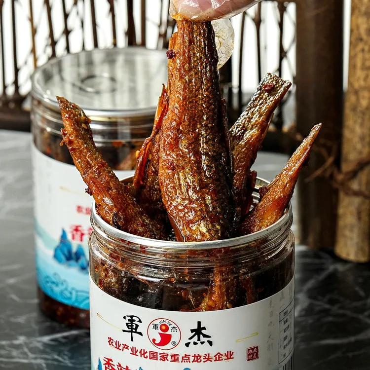 军杰巨巨开胃菜香辣手撕鱼手工288g*6瓶装办公室食品鲜香风味产品
