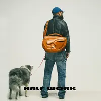 HALF WORK/伴工 重工洗水手提斜跨马鞍包 KB-2108