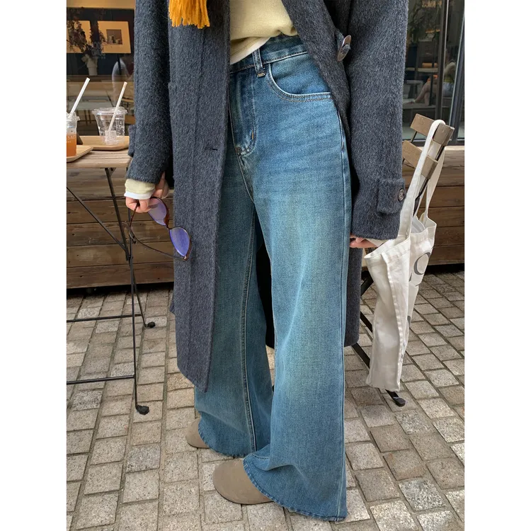 【西西里安】秋冬秀场款/ 小个子显高遮胯微喇牛仔裤