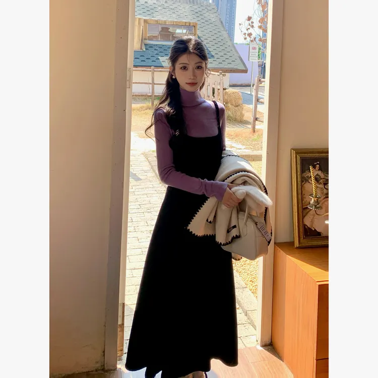 【西西里安 】 冬季恋歌 小个子定制吊带丝绒收腰显瘦连衣裙