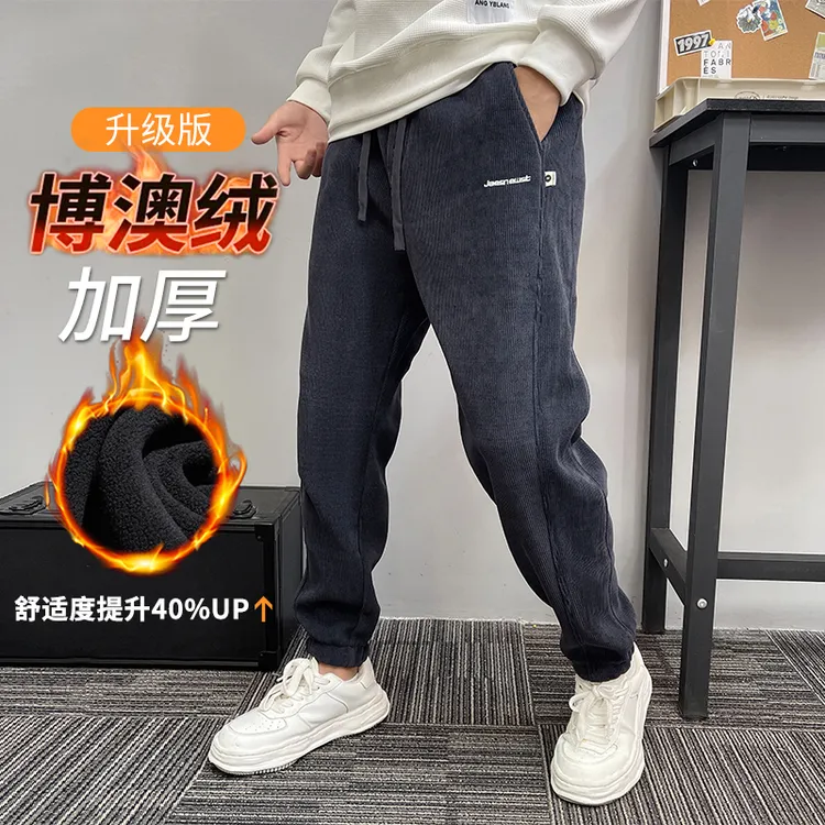 博澳绒秋冬新款休闲裤男23-686复古百搭长裤子束口重磅针织哈伦裤