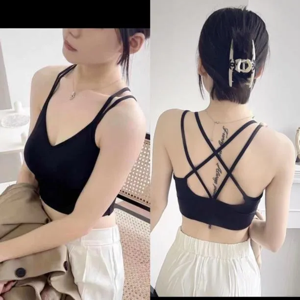【粉丝专属福利】夏季美背吊带文胸交叉带有胸垫内搭背心大码无痕