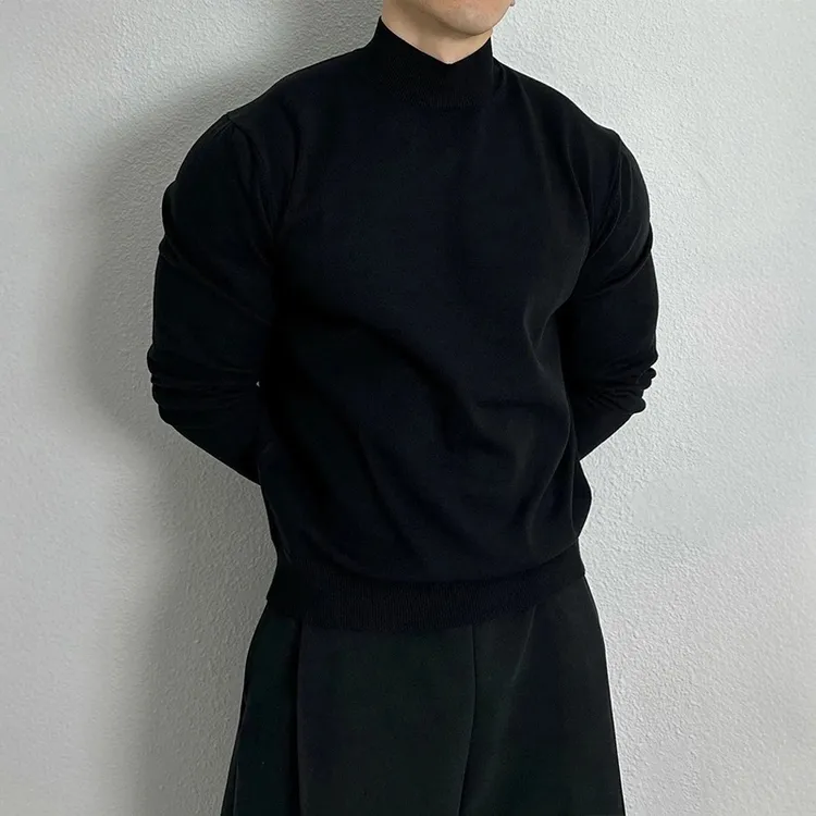cleanfit黑色半高领打底衫男秋冬季保暖德绒大衣内搭长袖t恤卫衣