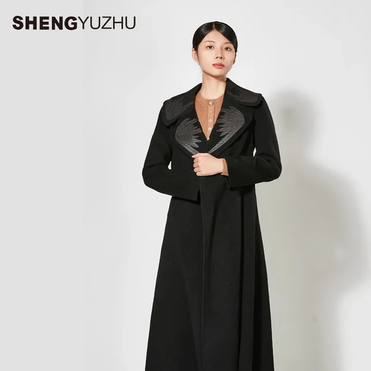 声雨竹秋冬新款时尚毛呢外套女加厚商场同款女士长款双面呢大衣