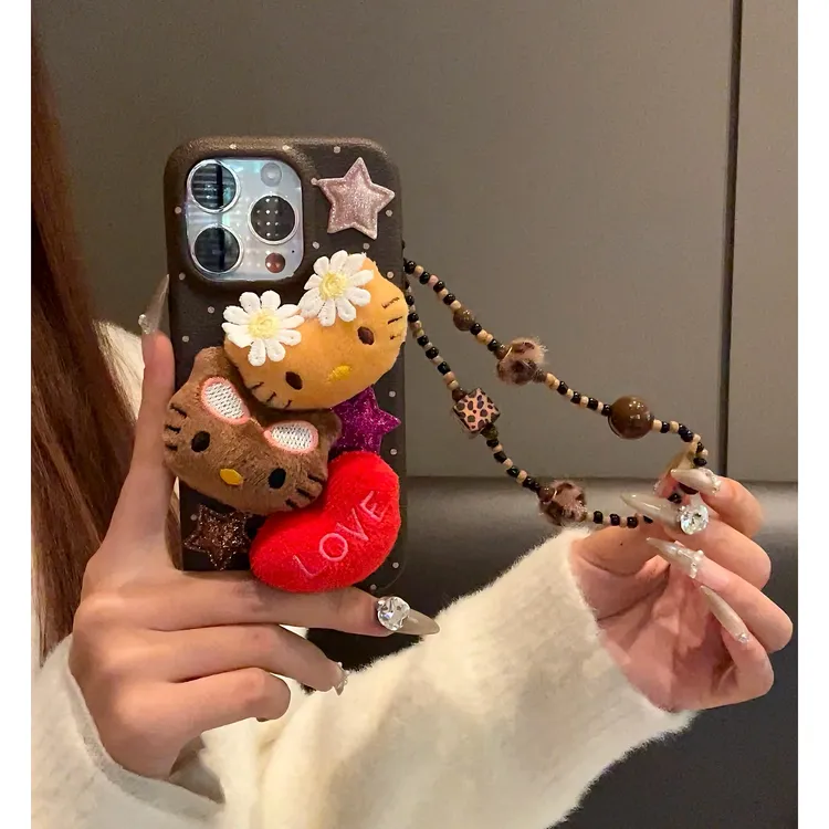 秋冬复古美黑KT适用苹果15promax手机壳iPhone16/13毛绒14软11套