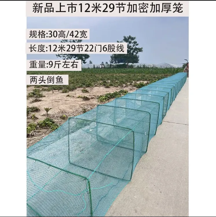 户外鱼护加粗有结网（网身6股线，进鱼口储鱼仓3股）