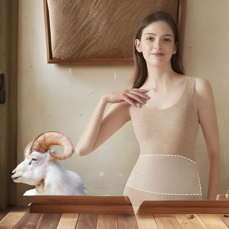 秋冬季女士德绒保暖背心无痕发热舒适修身打底一体内衣加绒加厚