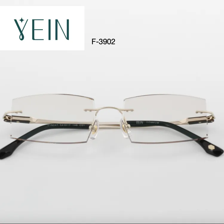 YEIN/魅影F3902钻石纯钛无框切边高端男士定制眼镜男款