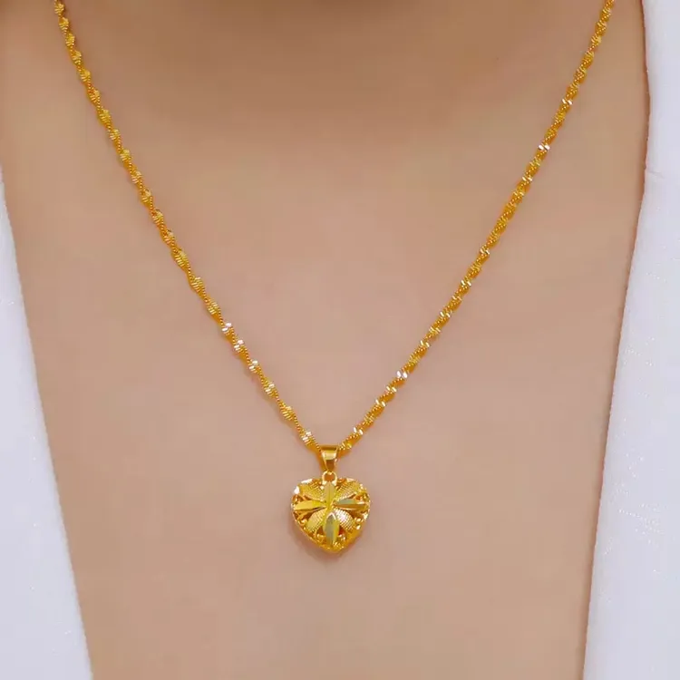 铜合金项链 爱心项链女款时尚百搭锁骨链四叶草坠链时尚气质吊坠