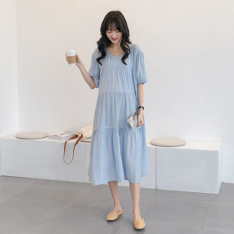夏季新款孕妇裙韩版时尚宽松遮肚不显怀小清新过膝仙女裙连衣裙潮