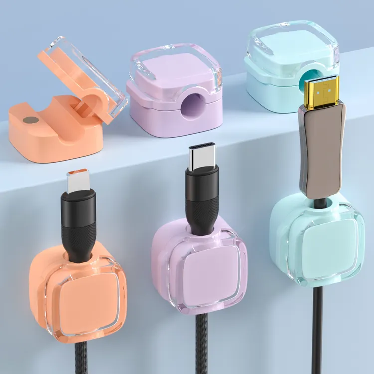 磁吸理线器数据线收纳手机线充电线固定器桌面免打孔线卡子扣自粘