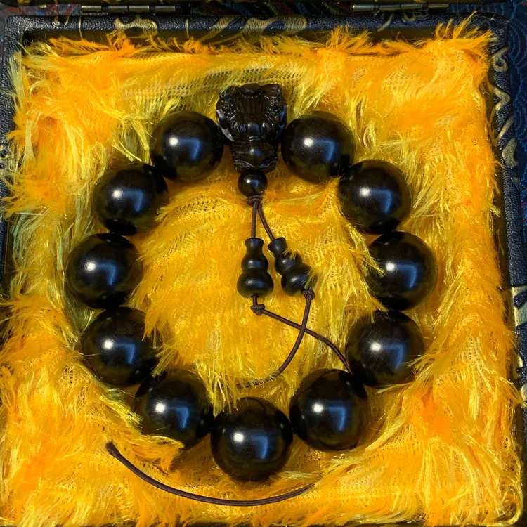 黑檀木龙头款天然佛珠手串男款文玩念珠盘玩手串手链工艺饰品