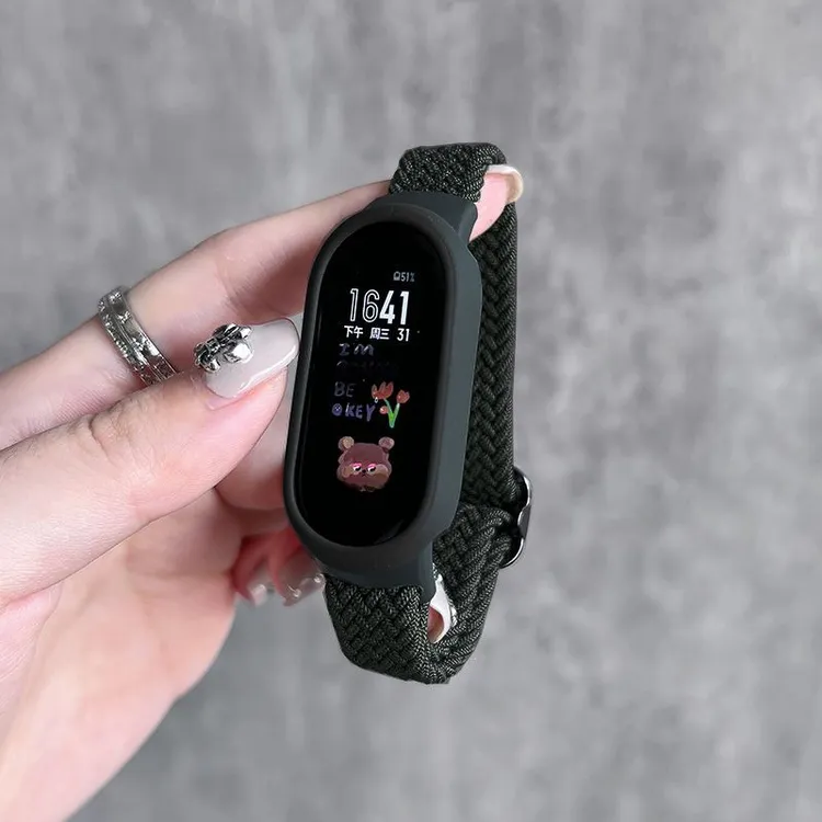 适用小米手环8/9/10/NFC表带腕带编织尼龙表带男女替换表链拼色