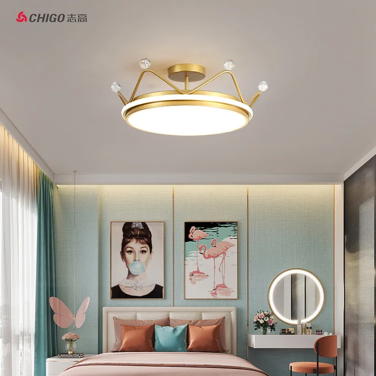Chigo/志高皇冠儿童灯卧室灯吸顶灯男孩女孩公主圆形创意房间灯具