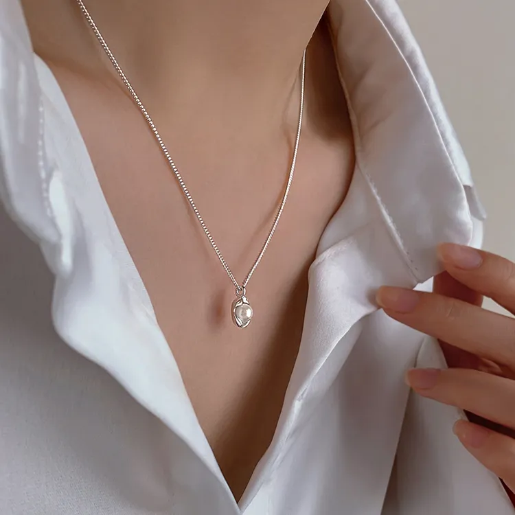 坠链均足银 【999纯银荷包蛋】项链甜美包珠轻奢2024小众高级锁骨链