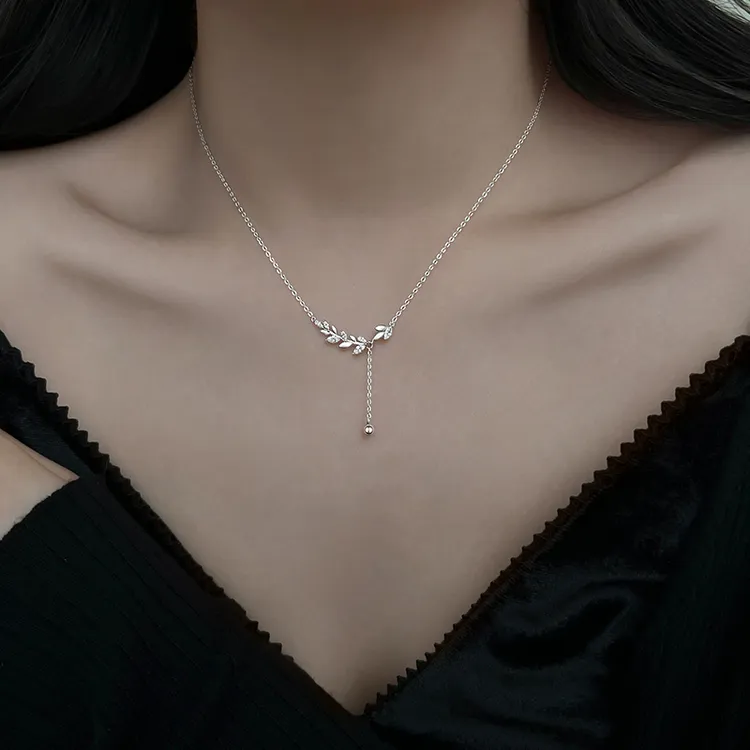 坠链均足银 999纯银麦穗项链轻奢高级感锁骨链女气质小众颈链百搭