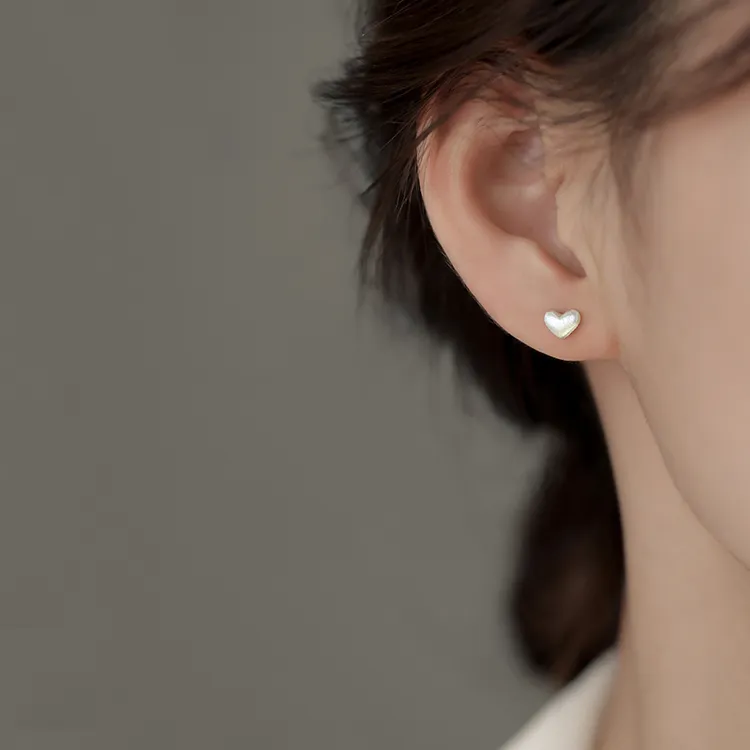 足银耳饰 999纯银拉丝爱心耳钉小众2024新爆款轻奢耳环高级女耳饰