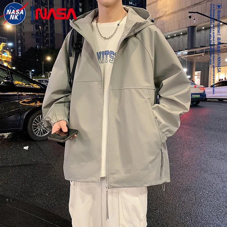 NASA联名男士冲锋衣春秋季休闲连帽运动出游防风防水百搭上衣外套