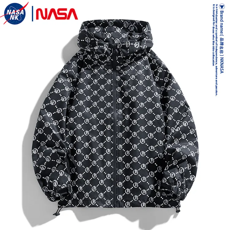 NASA联名满印外套男士春秋季2026新款连帽潮牌防风运动夹克上衣服