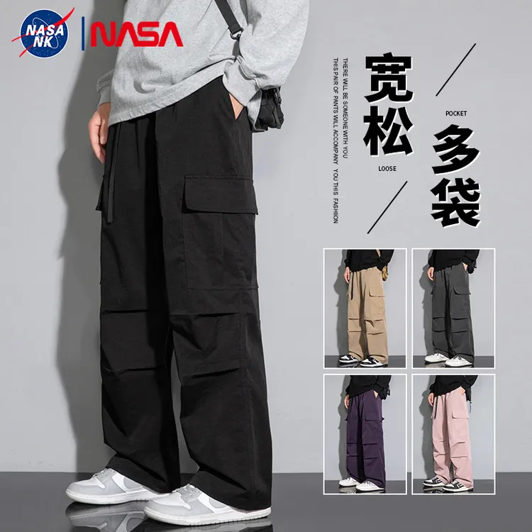 NASA联名日系工装裤男士夏季薄款宽松直筒百搭显瘦阔腿休闲长裤WJ