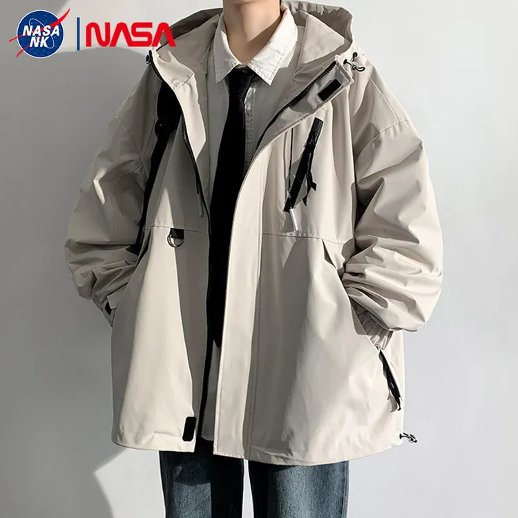 NASA联名山系雪尼尔外套男士春秋季宽松夹克防风防水工装上衣服ZK
