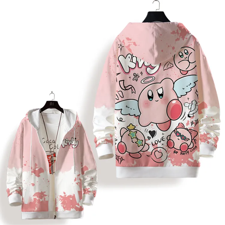 动漫卡通印花卫衣外套男春季薄款二次元连帽开衫大码加肥上衣百搭