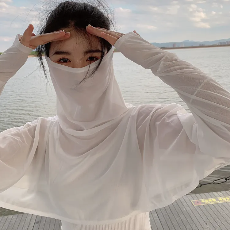 防晒衣面罩一体夏季透气薄款遮阳遮脸骑车外套清凉旅游风小披肩