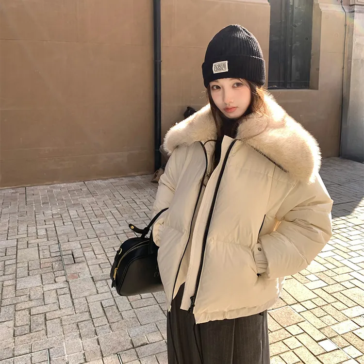 韩系奶呼呼泡芙短款大毛领加厚面包服冬季新款防寒保暖女装棉服女