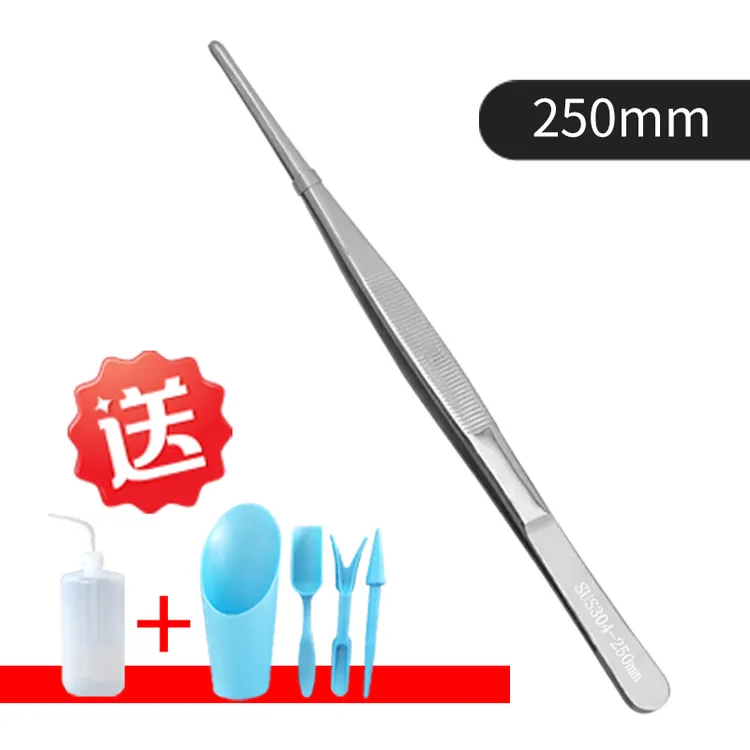 加长加厚304不锈钢多肉专用镊子花卉绿植水草修根上盆防滑夹