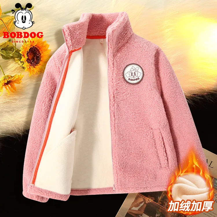巴布豆卡乐女童外套秋冬款加绒加厚摇粒绒中大童儿童洋气时髦童装