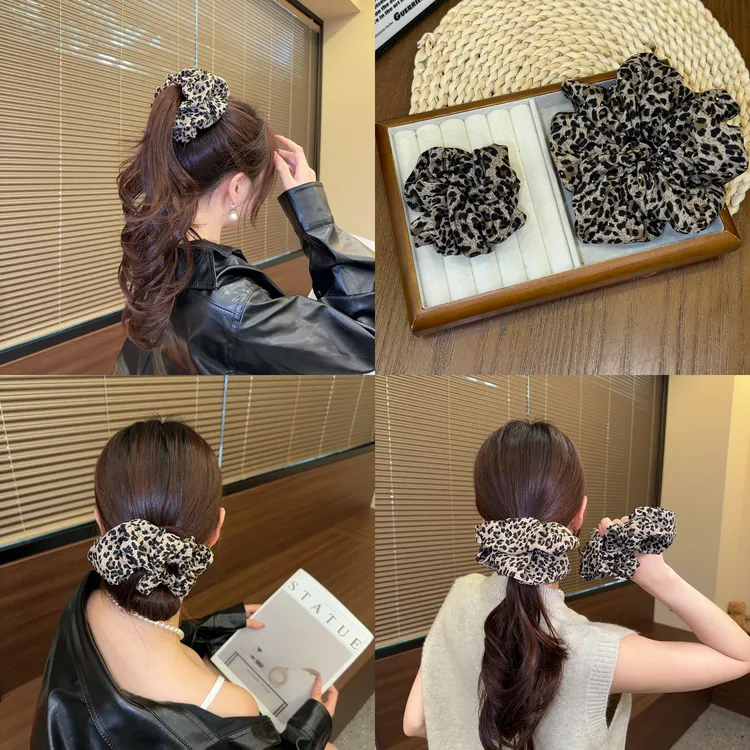 秋冬款超大号豹纹大肠发圈女生高弹力发绳皮筋扎丸子头高马尾发饰