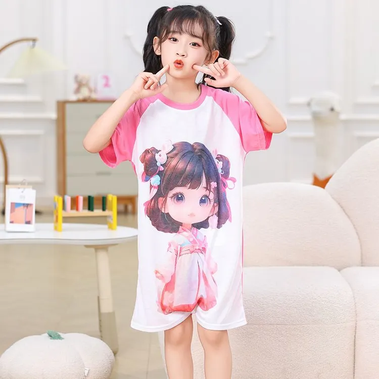女童连体睡裙夏季薄款棉质儿童睡衣中国风小女孩睡袋防着凉空调服