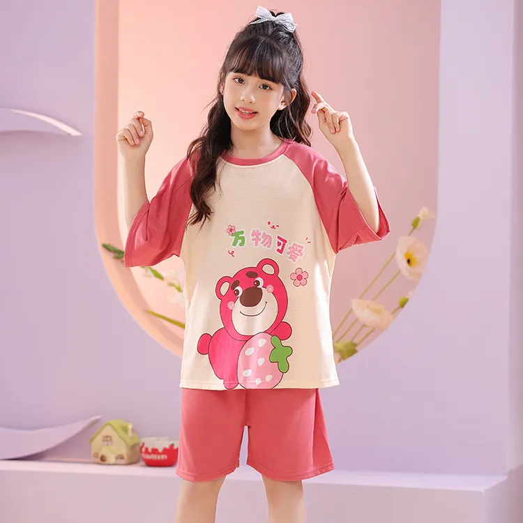 儿童睡衣女孩短袖套装夏季薄款棉质公主宝宝新款小可爱女童家居服