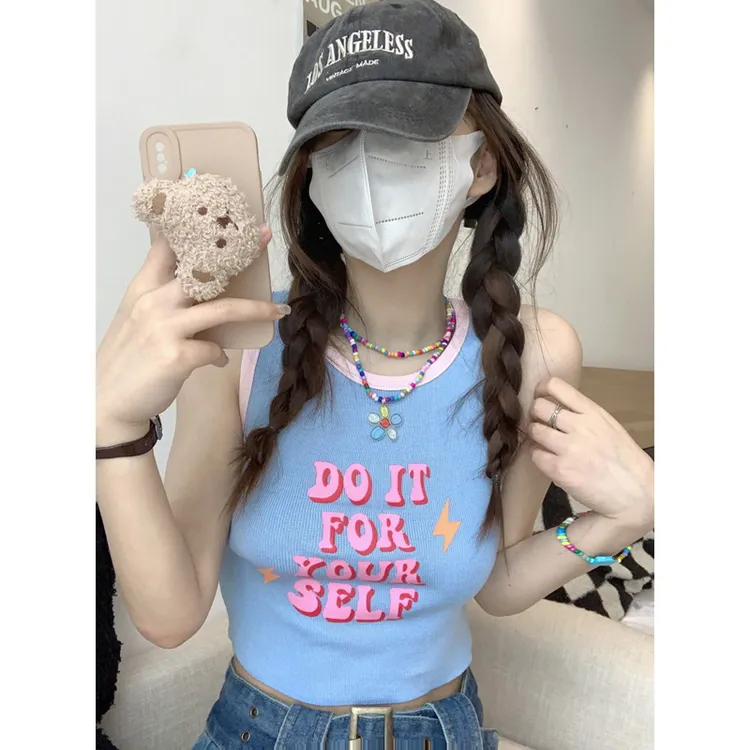 无袖内搭辣妹美式显瘦修身小众流行复古品牌纯欲外穿背心ins短款