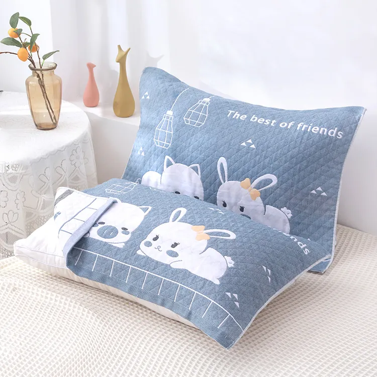 纯棉枕巾一对装加厚柔软全棉纱布情侣枕头巾成人加大透气防滑单人