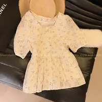 【绮可儿】夏季新款小清新碎花衬衫女甜美减龄方领泡泡袖小衫