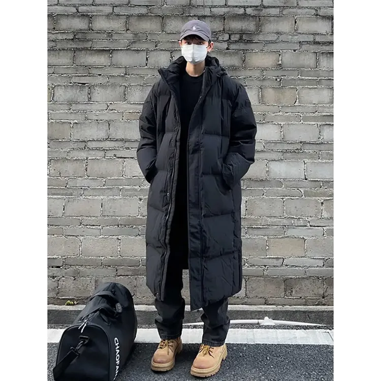 连帽中长款棉服男款冬季防寒体育生穿搭过膝冬训田径棉风衣外套