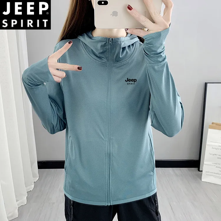 JEEPspirit户外夏季防晒衣女外穿新款薄透气防晒服男防紫外线外套