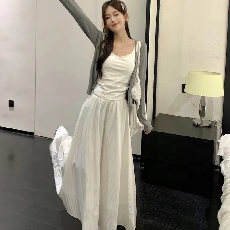9520#春季新款仙女纯欲风三件套时尚显瘦套装