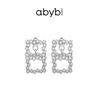 ABYBCHARMING 铜合金合成锆石耳饰 勇气的平方耳环小众轻奢气质