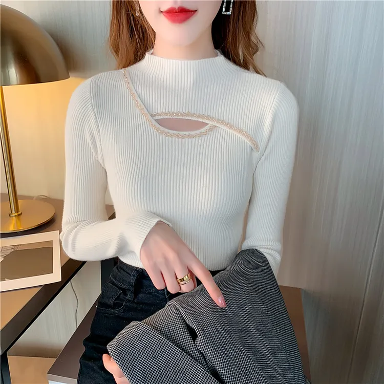 半高领毛衣女秋冬季2025新款设计感洋气内搭修身针织打底衫女百搭