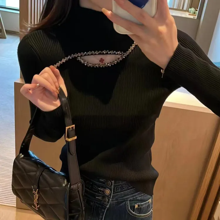 半高领毛衣女秋冬季2025新款设计感洋气内搭修身气质打底衫T8993